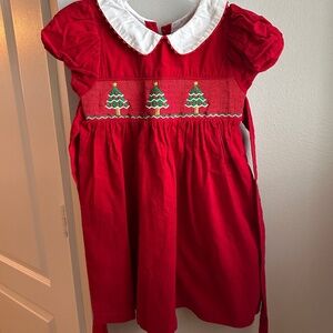 Christmas smocked dress, Lil Cactus size 5